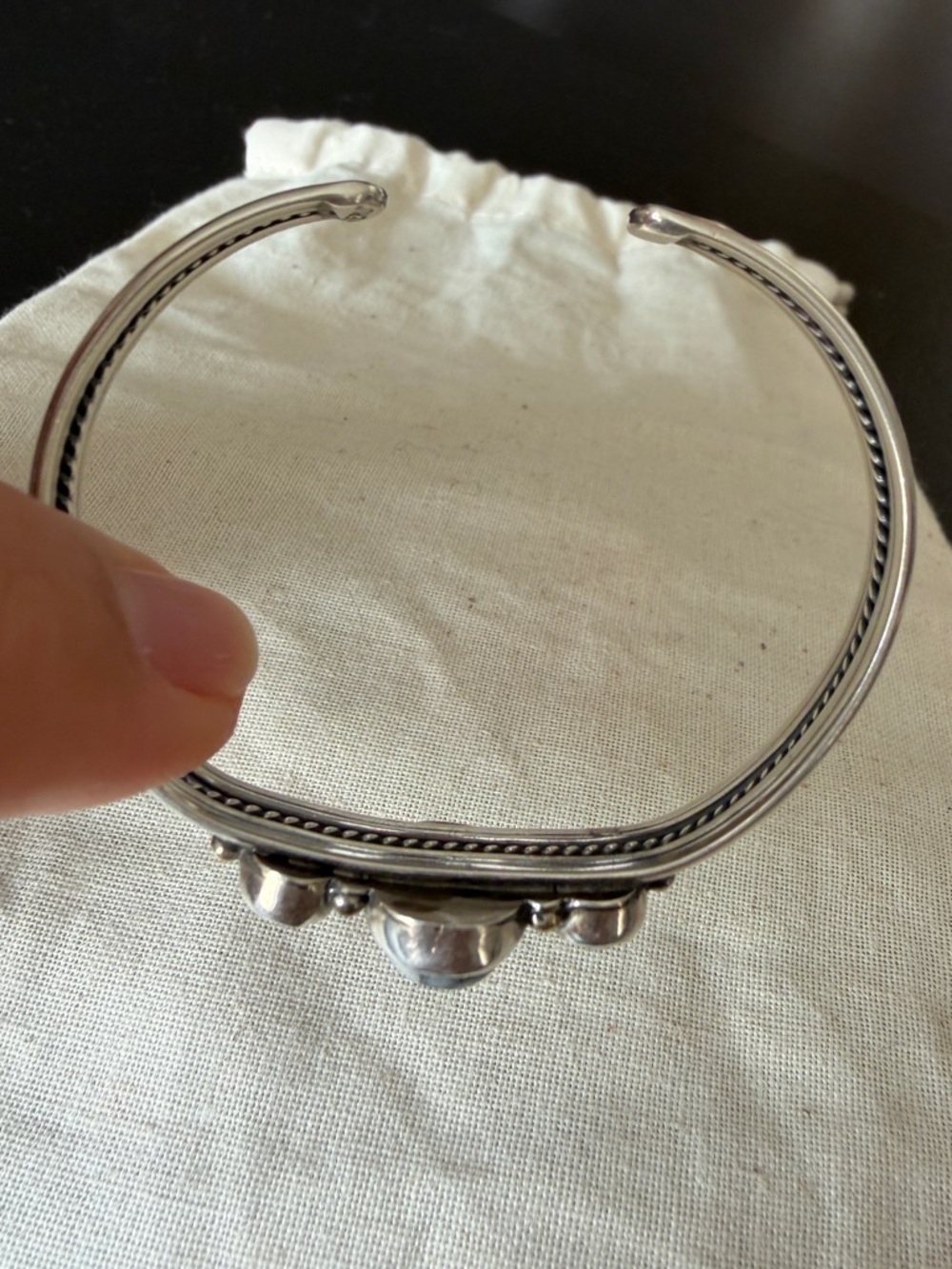 Sterling Silver White Buffalo Turquoise Cuff Bracelet - Picture 3 of 6